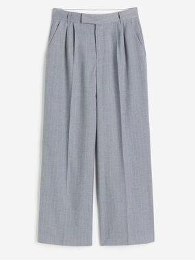 H&M Light Gray Pinstripe Wide-Leg Trousers